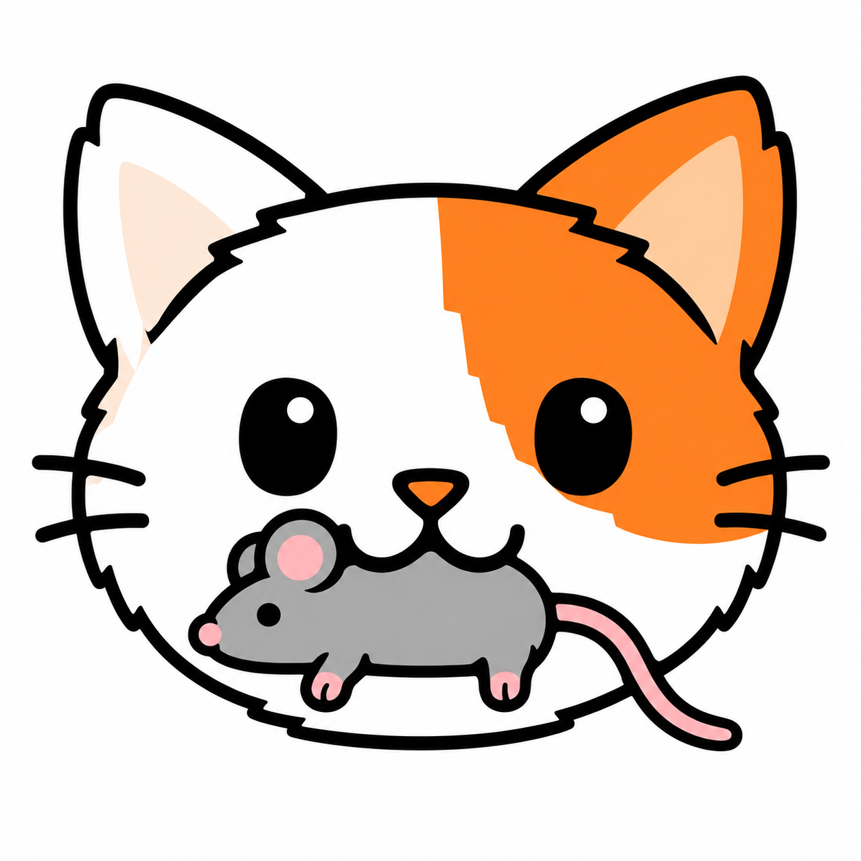 Eine Katze mit einer Maus im Maul, umgeben von einem gemeinsamen Erkennungsrahmen.